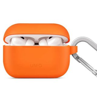 Uniq Vencer Apple AirPods Pro 2 szilikon tok + karabíner + fülhallgató zsinór - narancssárga