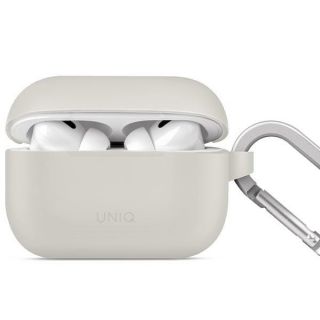 Uniq Vencer Apple AirPods Pro 2 szilikon tok + karabíner + fülhallgató zsinór - szürke