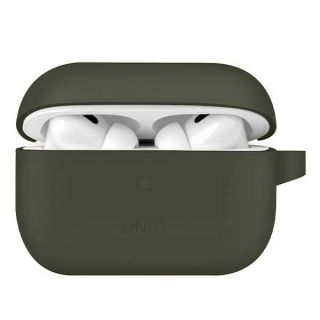 Uniq Vencer Apple AirPods Pro 2 szilikon tok + karabíner + fülhallgató zsinór - zöld