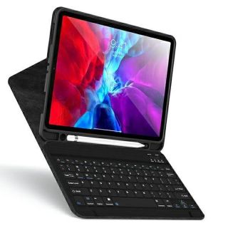 Usams Winro iPad Pro 11" (2021/2020) kinyitható bőr tok + billentyűzet (angol) ceruzatartóval - fekete