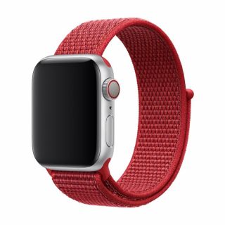 iKi Apple Watch 45mm / 44mm / 42mm / Ultra 49mm Sportpánt tépőzáras szíj - piros