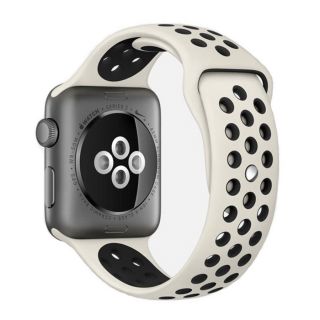 iKi Apple Watch 41mm / 40mm / 38mm lélegző Sport szilikon szíj - drapp/fekete