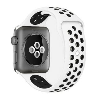 iKi Apple Watch 41mm / 40mm / 38mm lélegző Sport szilikon szíj - fehér/fekete