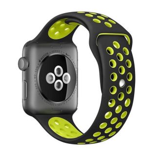 iKi Apple Watch 41mm / 40mm / 38mm lélegző Sport szilikon szíj - fekete/zöld