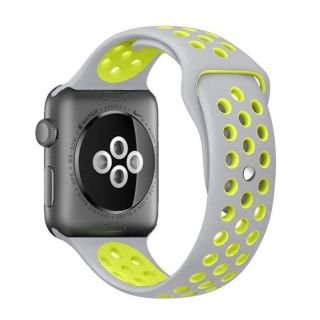iKi Apple Watch 45mm / 44mm / 42mm / Ultra 49mm lélegző Sport szilikon szíj - szürke/zöld