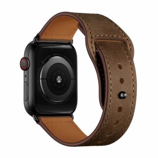 iKi Apple Watch 45mm / 44mm / 42mm bőr Sport szíj - barna