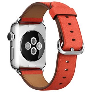iKi Apple Watch 45mm / 44mm / 42mm Classic bőr szíj - piros