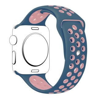 iKi Apple Watch 41mm / 40mm / 38mm lélegző Sport szilikon szíj - kék/rózsaszín
