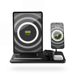 Zens 4in1 MagSafe iPhone + iPad +  Apple Watch + AirPods Qi vezeték nélküli töltő állvány + USB-C - fekete