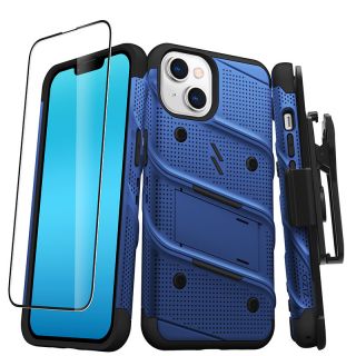 Zizo Bolt iPhone 14 ütésálló hátlap tok + kijelzővédő üvegfólia - kék