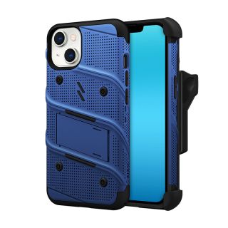 Zizo Bolt iPhone 14 ütésálló hátlap tok + kijelzővédő üvegfólia - kék
