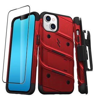 Zizo Bolt iPhone 14 ütésálló hátlap tok + kijelzővédő üvegfólia - piros
