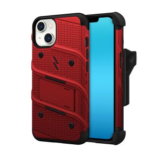 Zizo Bolt iPhone 14 ütésálló hátlap tok + kijelzővédő üvegfólia - piros